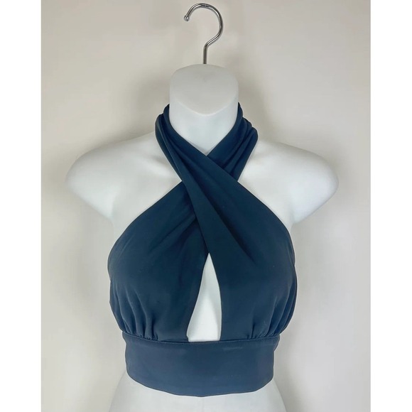 DISSH Tops - Dissh black crop top with a criss cross halter tie neckline